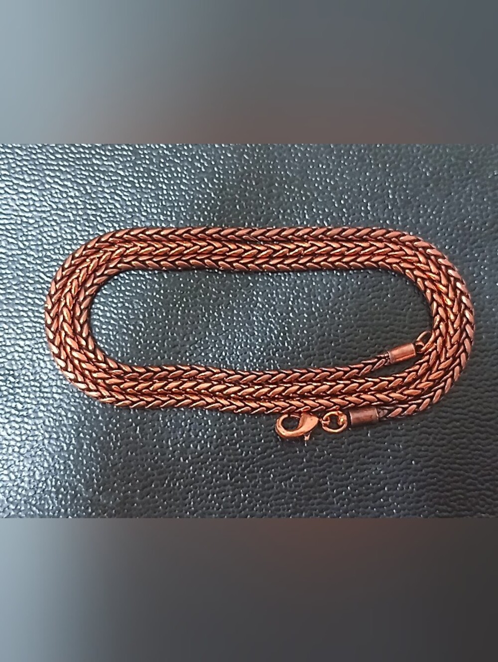 100% Solid Oxidized Copper Viking Wheat Chain Necklace - 3mm x 24"